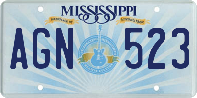 MS license plate AGN523