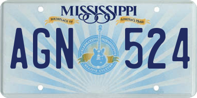 MS license plate AGN524