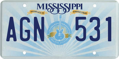 MS license plate AGN531