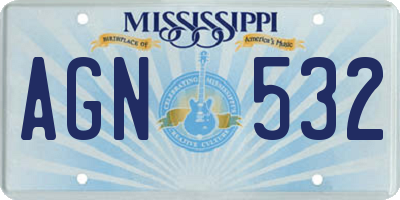 MS license plate AGN532