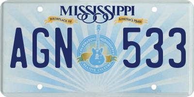 MS license plate AGN533
