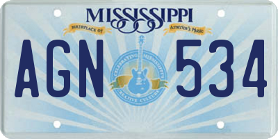MS license plate AGN534