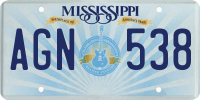 MS license plate AGN538