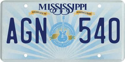 MS license plate AGN540