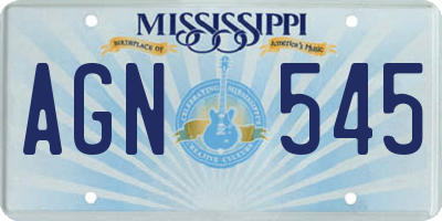 MS license plate AGN545