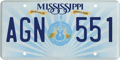 MS license plate AGN551