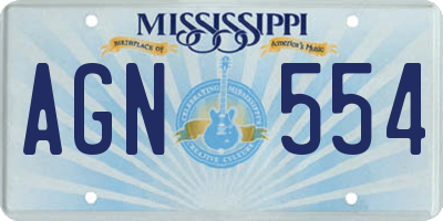 MS license plate AGN554
