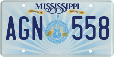 MS license plate AGN558