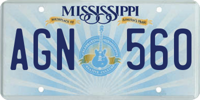 MS license plate AGN560