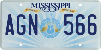 MS license plate AGN566