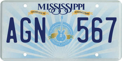 MS license plate AGN567