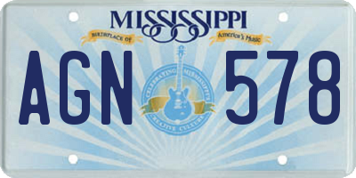 MS license plate AGN578