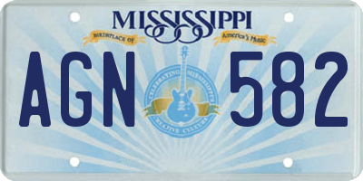 MS license plate AGN582