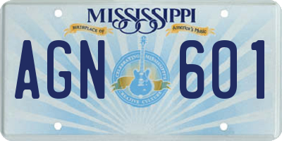 MS license plate AGN601