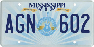 MS license plate AGN602