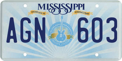 MS license plate AGN603