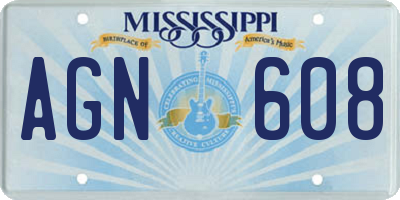 MS license plate AGN608