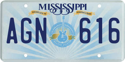 MS license plate AGN616