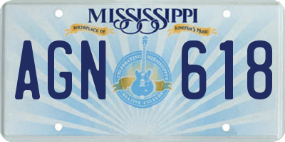 MS license plate AGN618