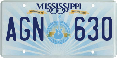 MS license plate AGN630