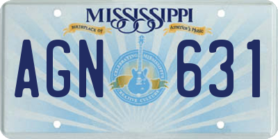 MS license plate AGN631