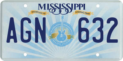 MS license plate AGN632