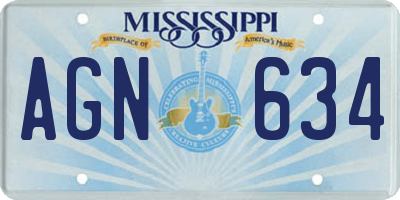 MS license plate AGN634