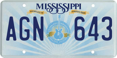 MS license plate AGN643