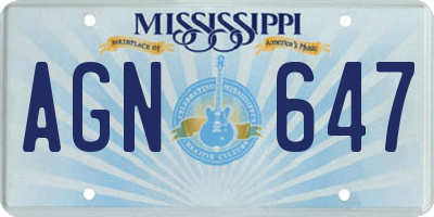 MS license plate AGN647