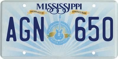 MS license plate AGN650