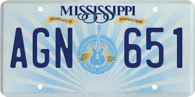 MS license plate AGN651