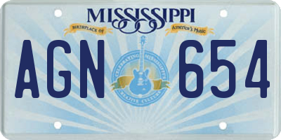 MS license plate AGN654