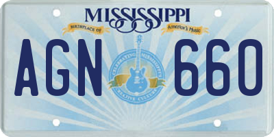 MS license plate AGN660