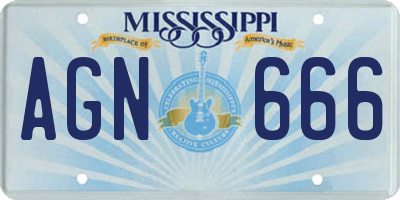 MS license plate AGN666