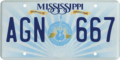 MS license plate AGN667