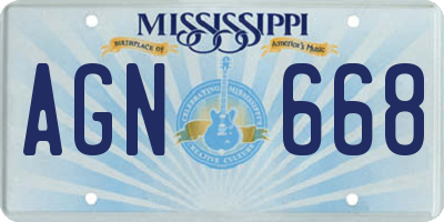 MS license plate AGN668