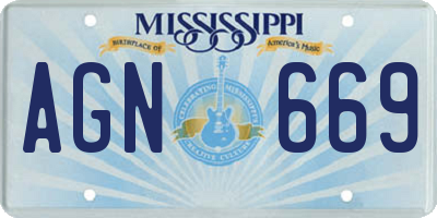 MS license plate AGN669