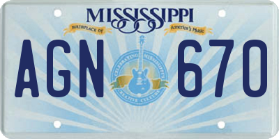 MS license plate AGN670