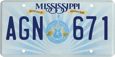 MS license plate AGN671
