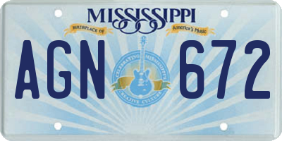 MS license plate AGN672