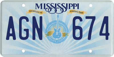 MS license plate AGN674