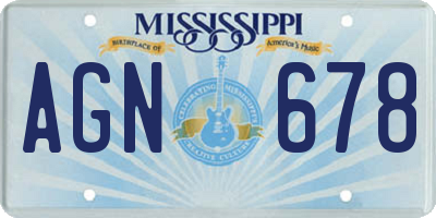 MS license plate AGN678
