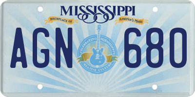 MS license plate AGN680