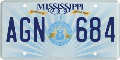MS license plate AGN684