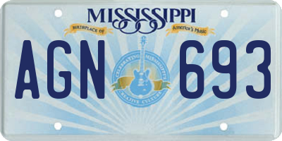 MS license plate AGN693