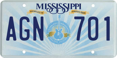 MS license plate AGN701