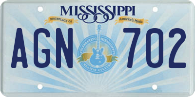 MS license plate AGN702