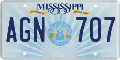 MS license plate AGN707