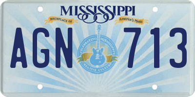 MS license plate AGN713