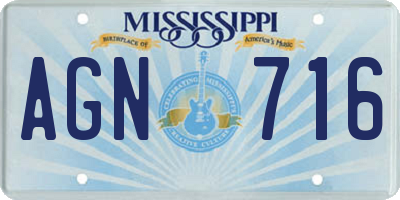 MS license plate AGN716